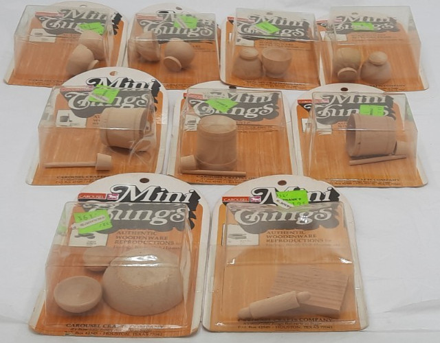 Carousel Mini Things Dollhouse Wooden Reproductions Vintage Lot of 9 SEALED