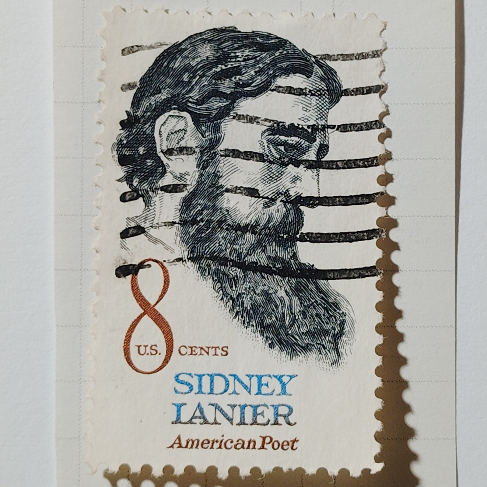 1972 US Postage Stamp Scott #1446 8c Sidney Lanier American Poet Used Canceled
