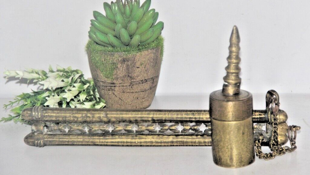 Antique Brass Ink Well Pot & Pen Holder Stand Original Old Hand Crafted