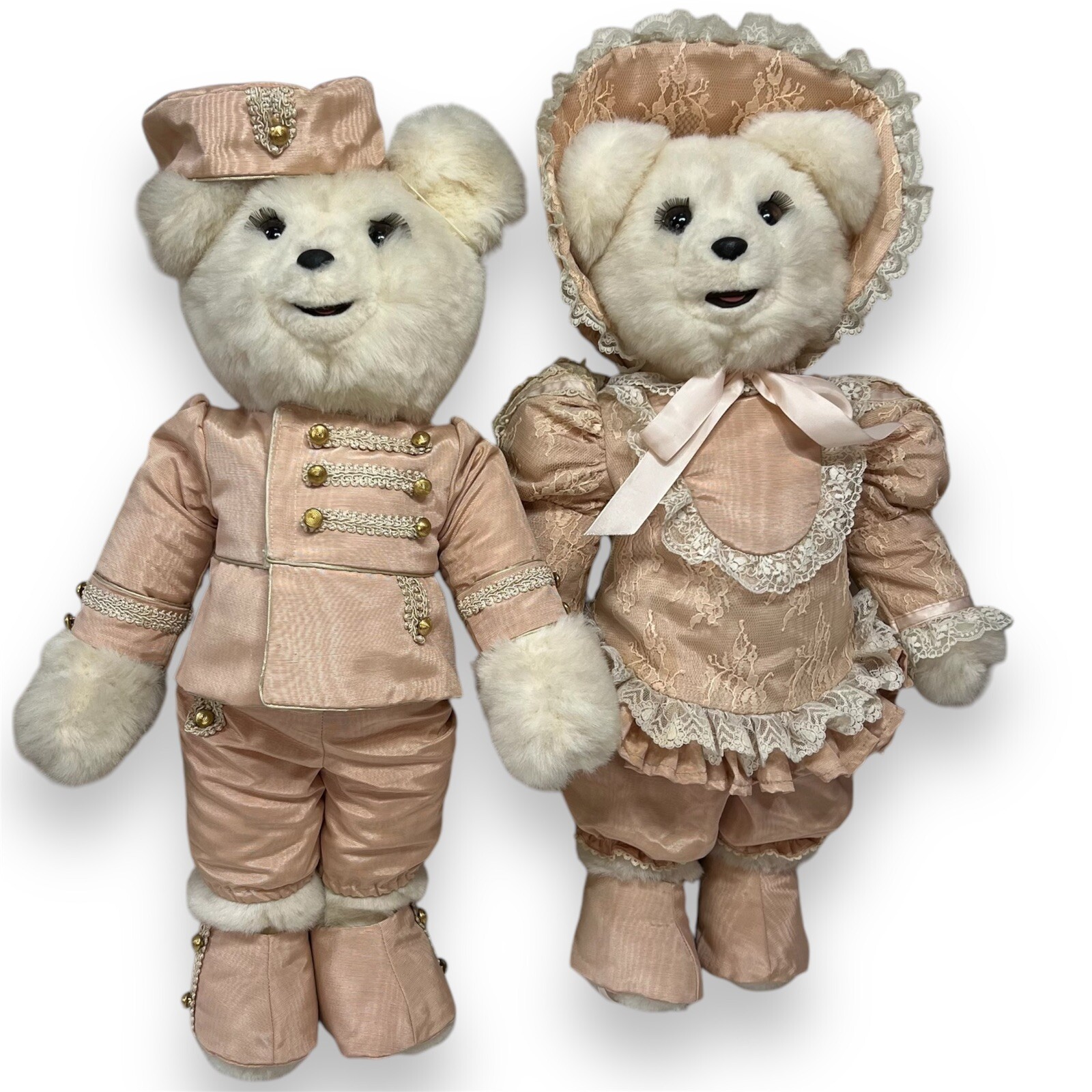 Vintage Tilly Collectibles Teddy Bears 25” Victorian Pair Pink Lace Christmas