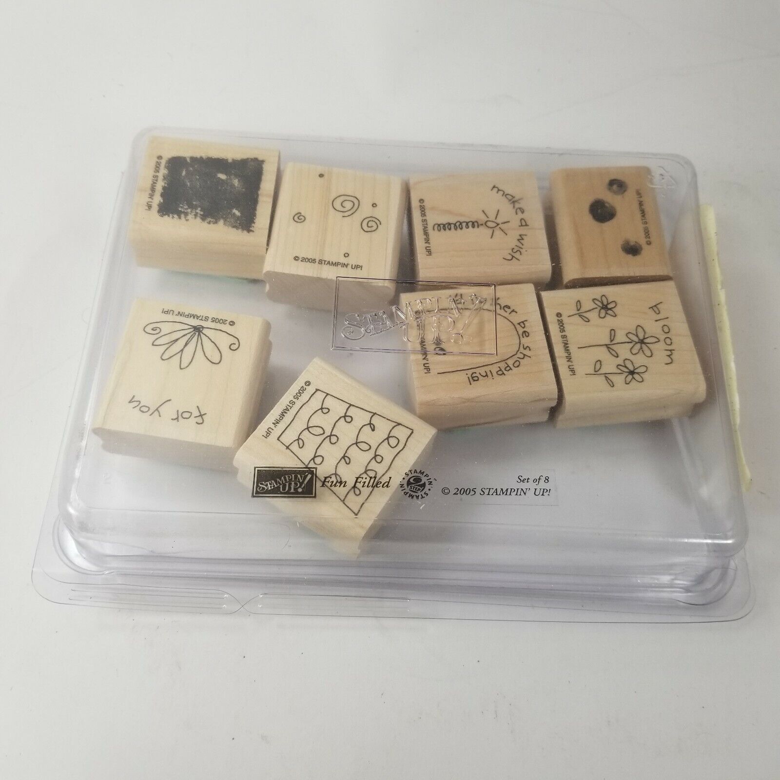 Stampin Up 2005 Fun Filled 8 Wood Mounted Rubber Stamp Set SU Retired