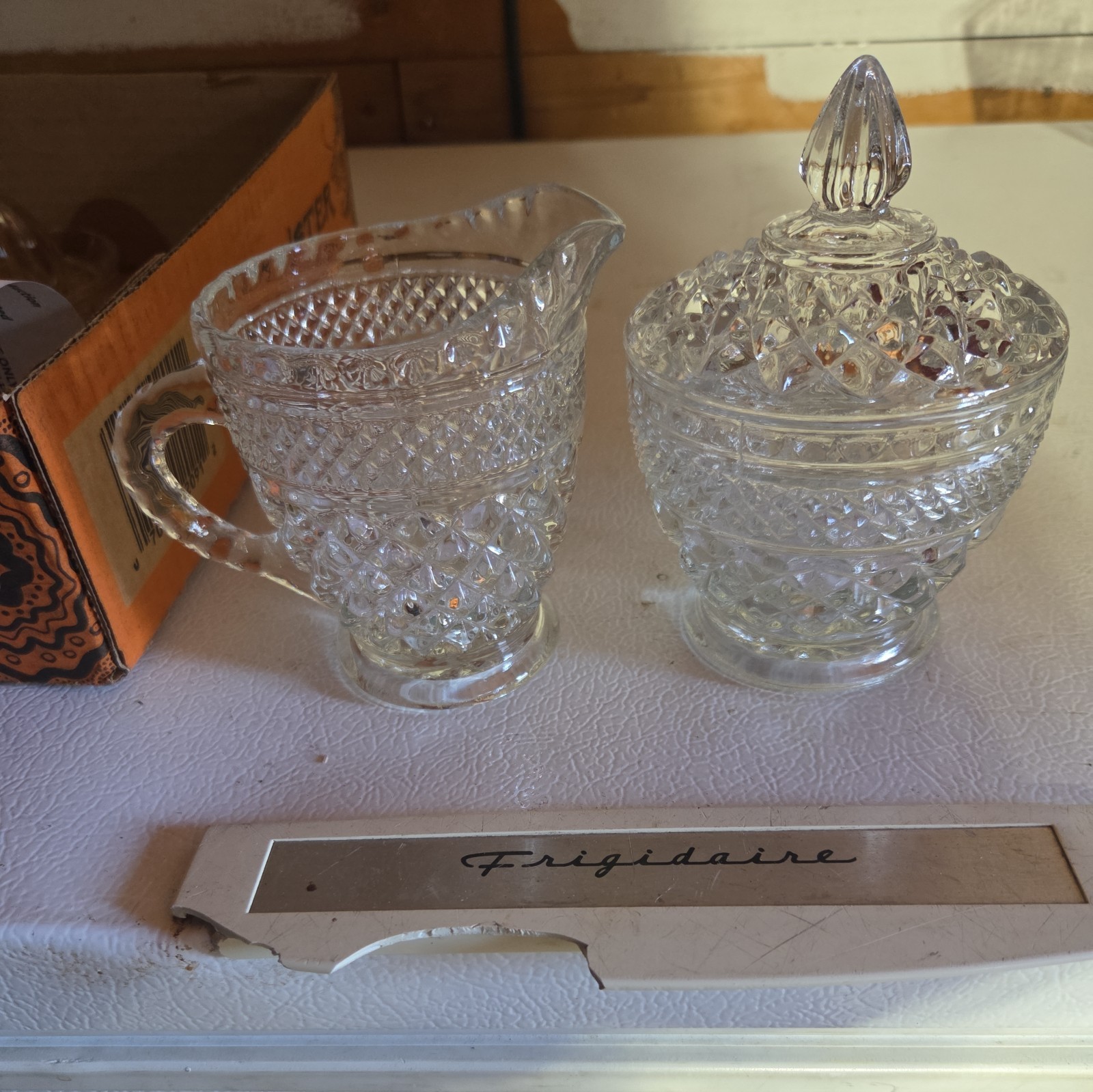Vintage Anchor Hocking Sugar Bowl And Lid Wexford Pattern Candy Dish Clear Glass