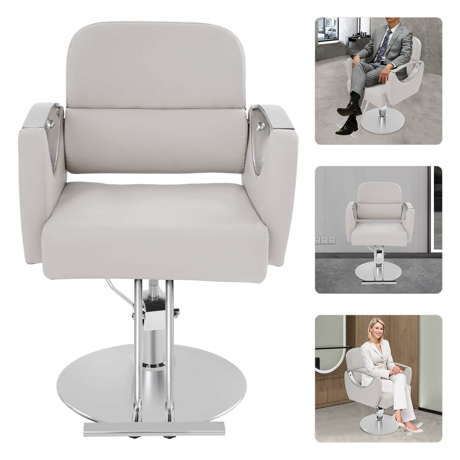 Barber Chair Hydraulic Pump Salon Chair Hydraulic Pump Adjustable Height Beige