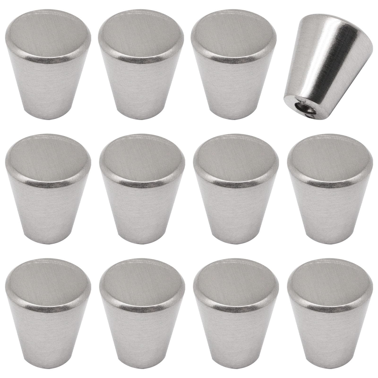 12pcs Brushed Nickel Cabinet Knobs, 3/4 inch Cone Dresser Knobs Drawer Knobs ...