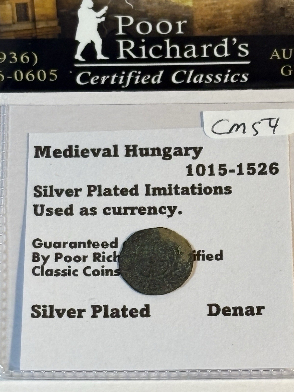 Rare Medieval Hungary 1015-1526 Silver Plate Contemporary Imitations  Denar CM54