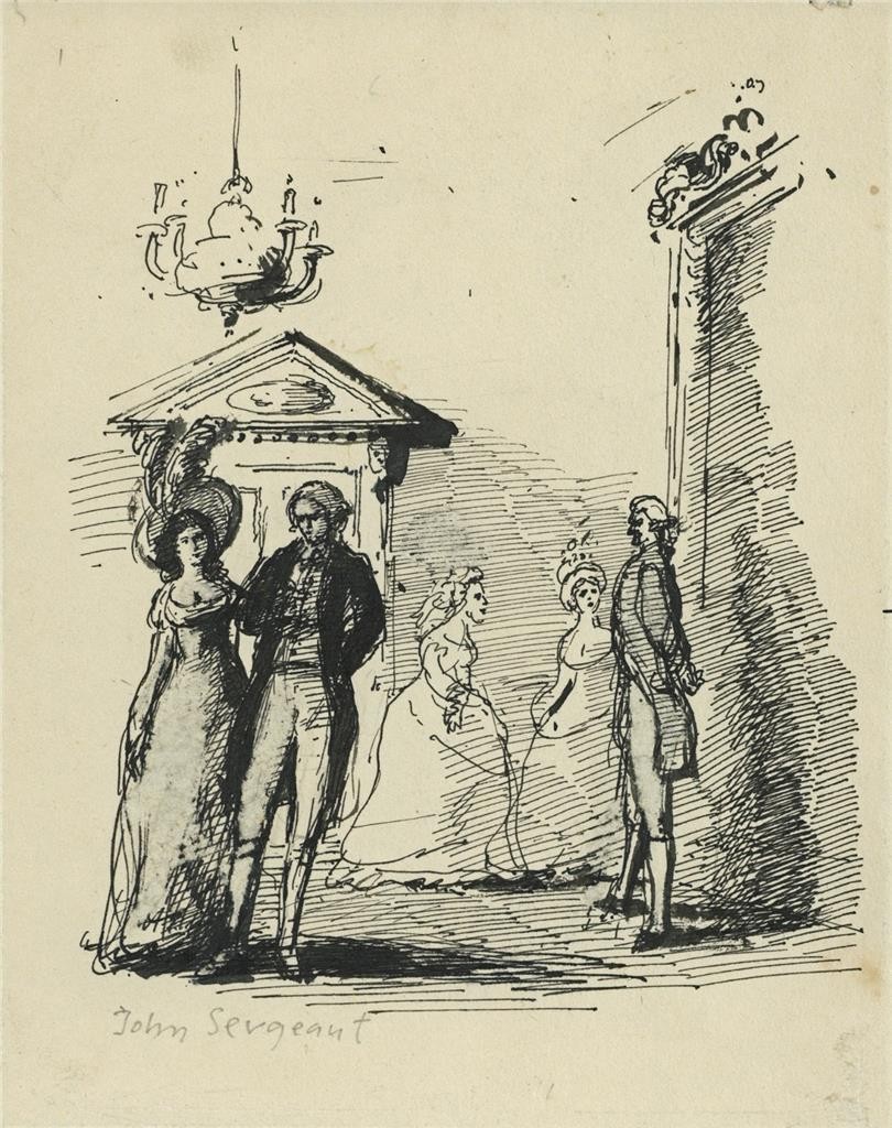 John Sergeant (1937-2010) Pen & Ink Drawing - The Diary Of Fanny Burney