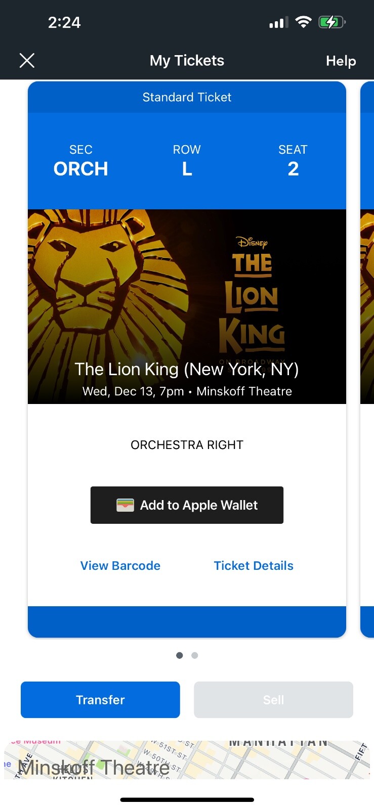 Lion King NYC Broadway tickets 12/13/2023