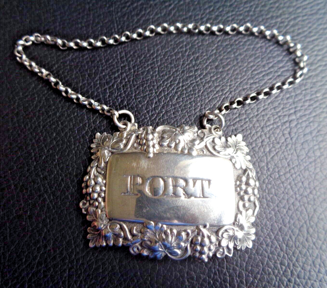 Victorian Sterling Silver PORT Decanter / Wine Label h/m 1846 Yapp & Woodward