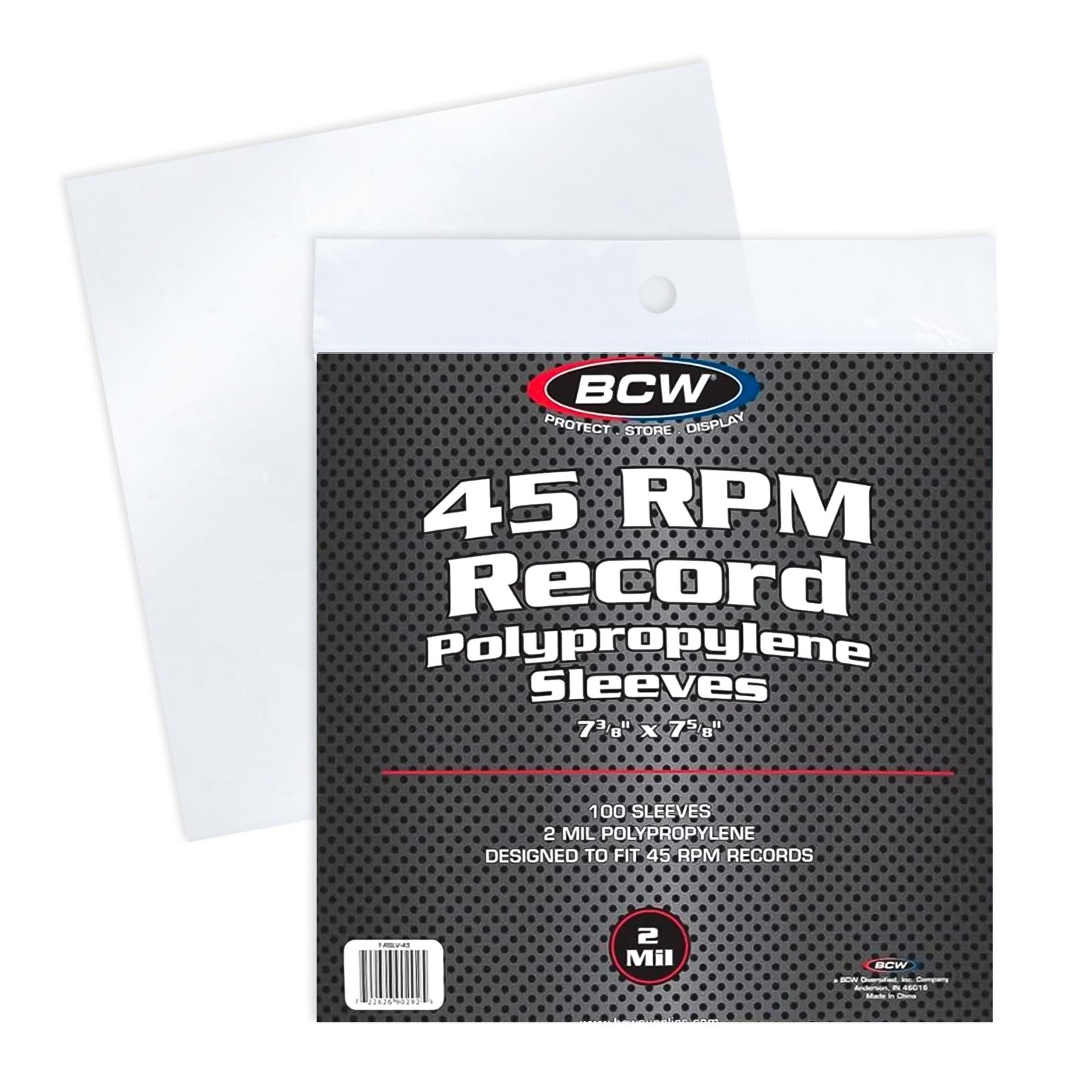 BCW 45 RPM Record Sleeves - 100 Count | Fits Standard 7 Inch 1 Pack, Clear 