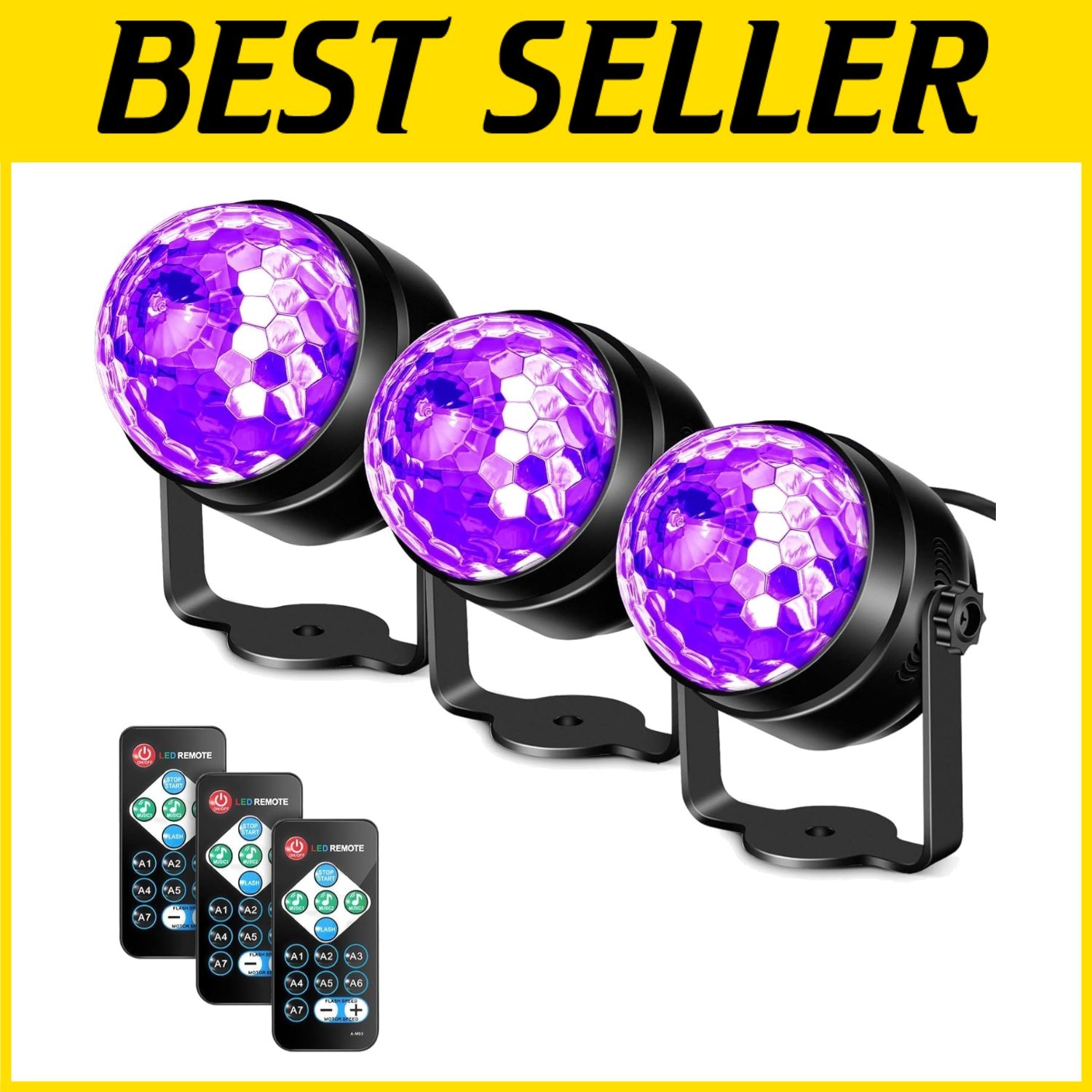 Remote-Controlled LED Disco Ball Lights 3 Pack