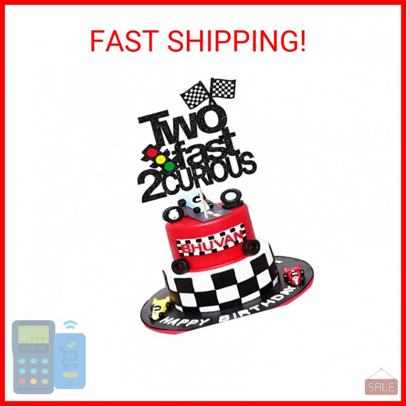 Two Fast Cake Topper Two Fast 2 Curious Racing 2nd Birthday Cake Topper Glitter 