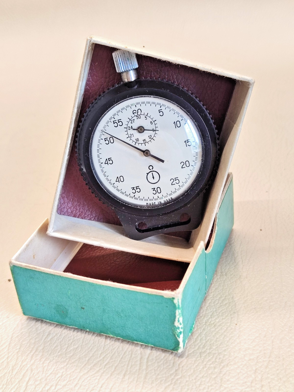 AGAT Vintage Soviet Stopwatch Mechanical, made in USSR in 1974 with documents