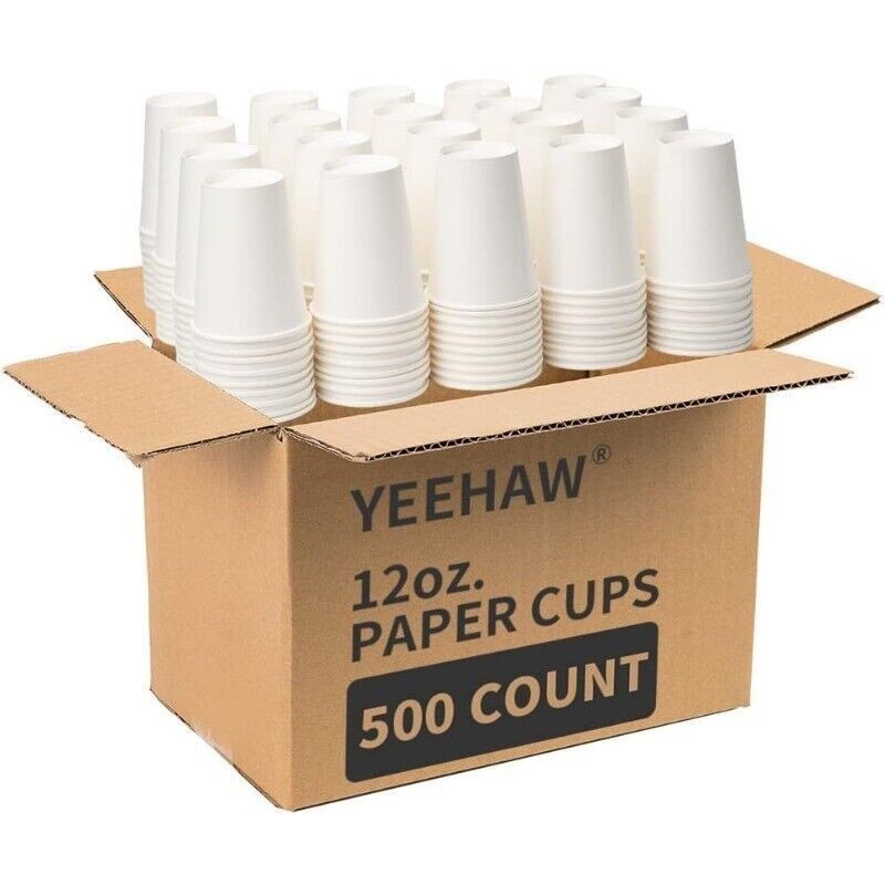 Coffee Cups [12 oz 500 pack] White Disposable Paper Cups Hot Cups for Coffee