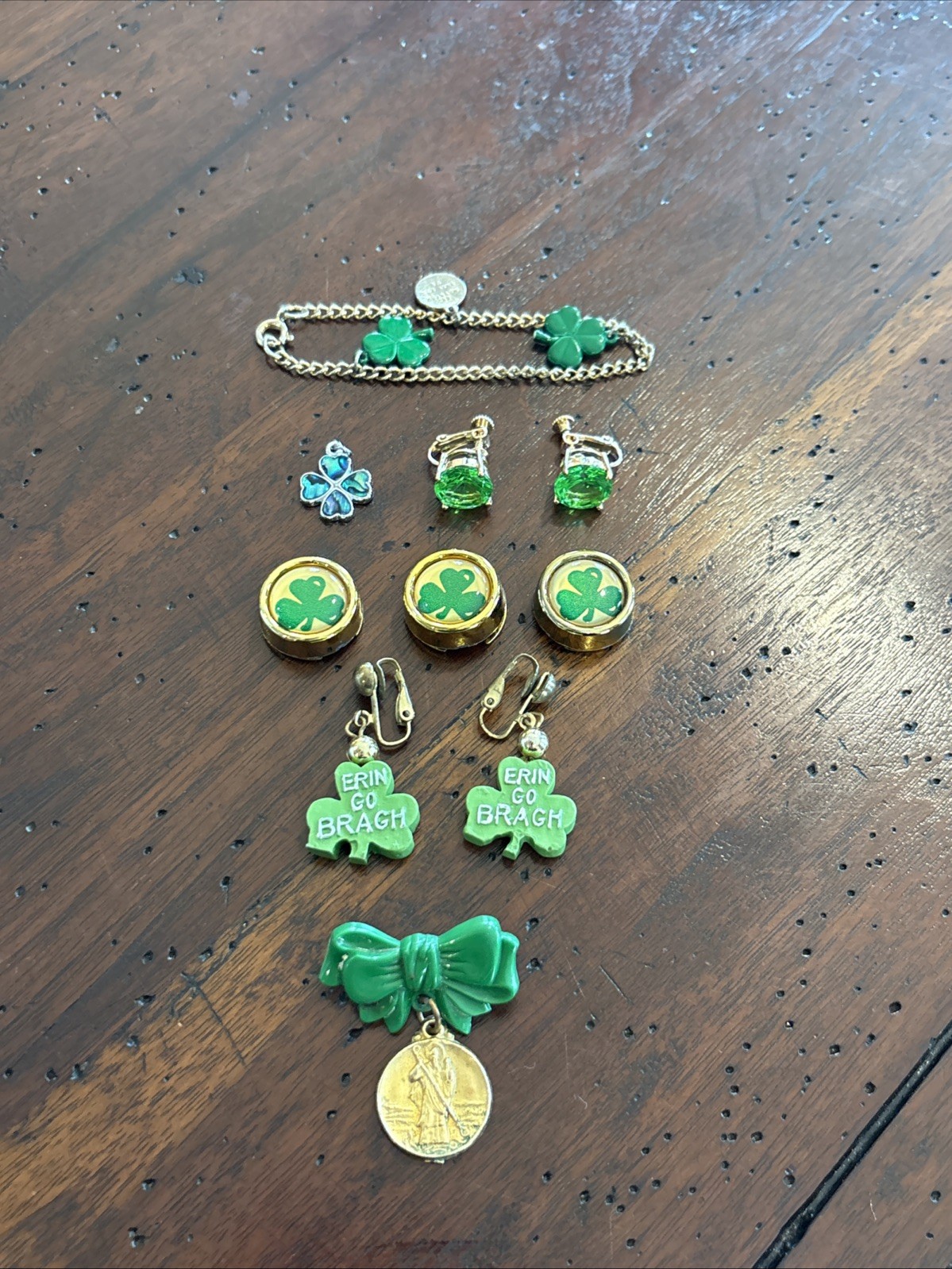 Lot of St. Patrick’s Day Jewelry - Earrings * Bracelet * Button Covers * Charm