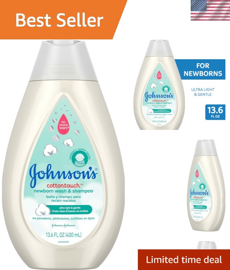 Johnson's CottonTouch Newborn Baby Body Wash & Shampoo, Gentle & Tear-Free, M...