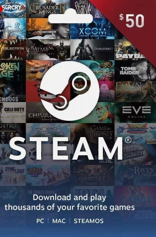 Steam Gift Card Pc Prepaid Giftcard Game Card Game Gift Card $50gift car