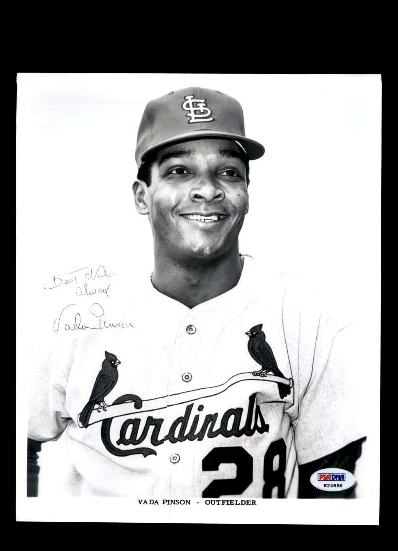 Vada Pinson PSA DNA Signed  8x10 Photo Autograph Cardinals