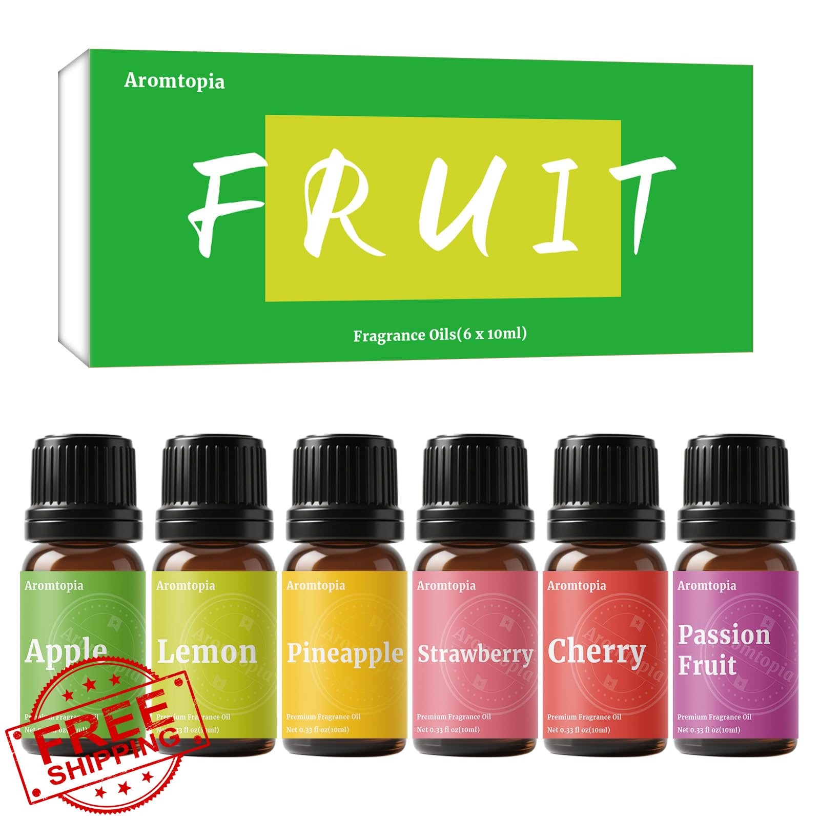 Aromtopia 6x10ml Fruity Essential Oils Diffuser Candle Soap Set