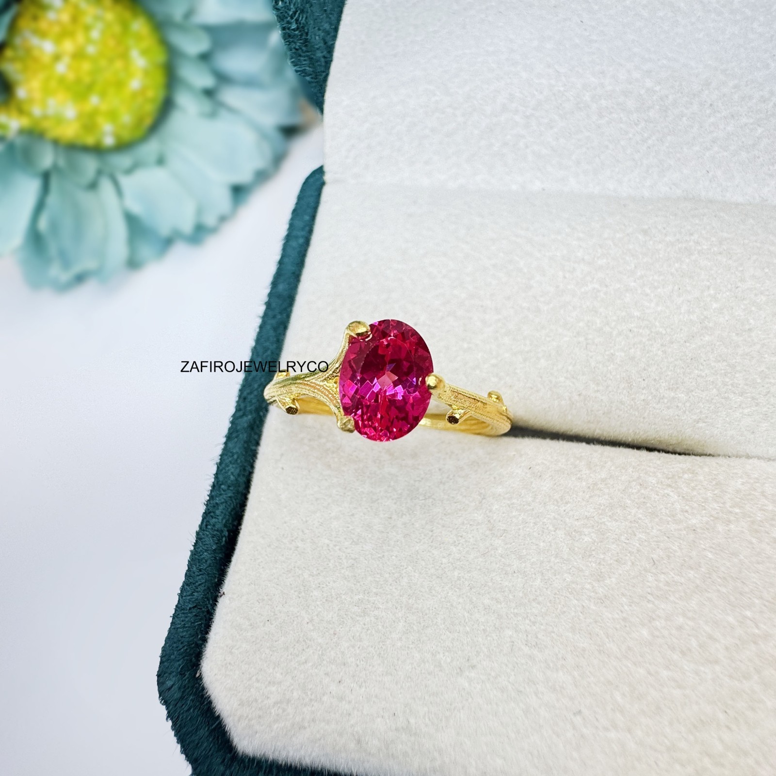 Pink Sapphire Ring, Engagement Ring, Simple Ring, Prong Ring Lab Created