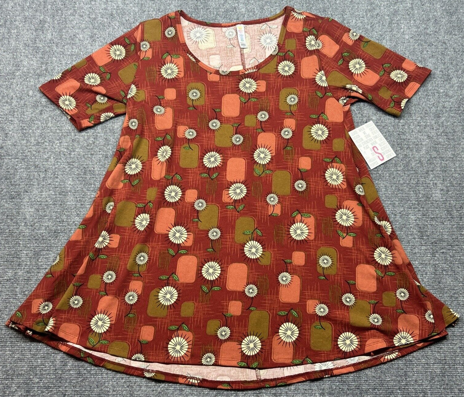 LulaRoe Perfect T-Shirt Womens S Multicolor Floral Round Neck Short Sleeve New