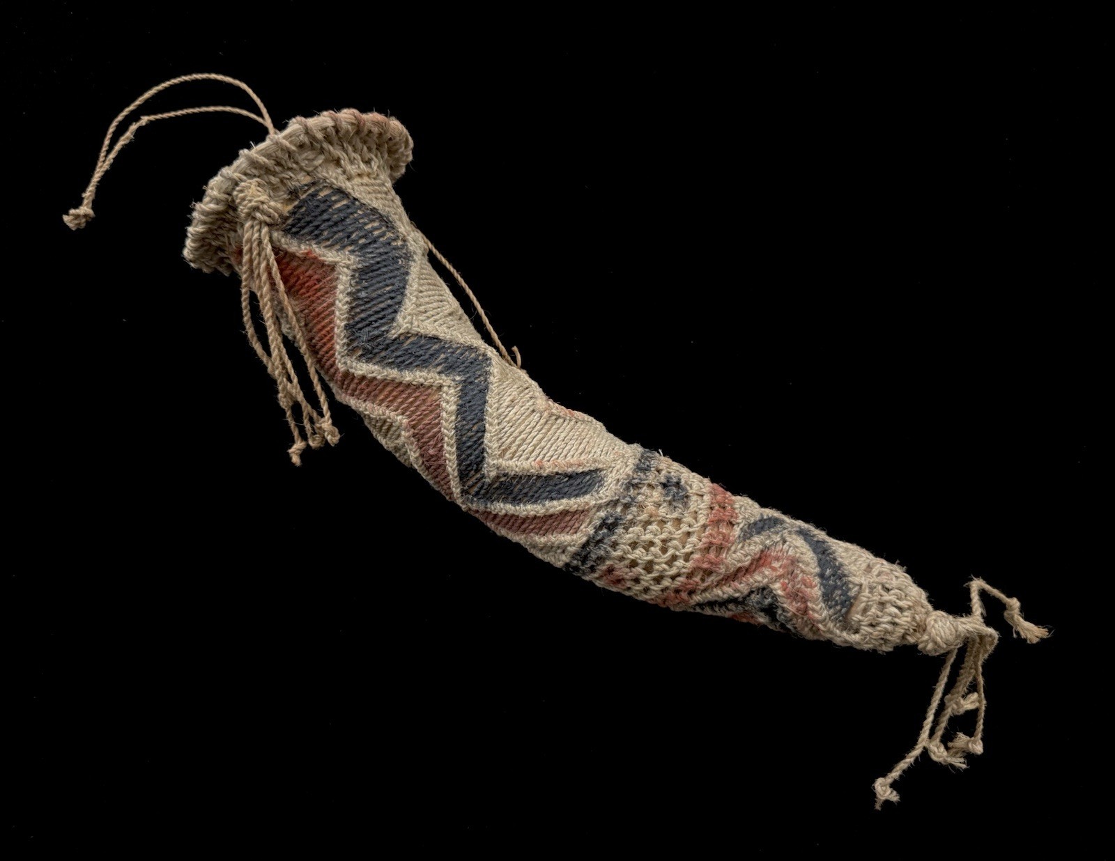 KOTEKA  NEW GUINEA PHALLOCRYPT PENIS GOURD w/ ELABORATE WOVEN FIBER DECOR 10.5"