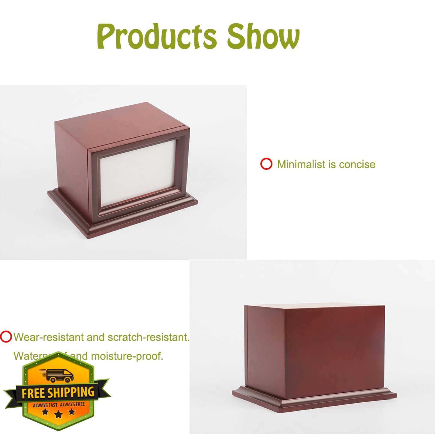 Wooden Pet Memorial Urn Large Photo Box Dog Cat Ashes Keepsake