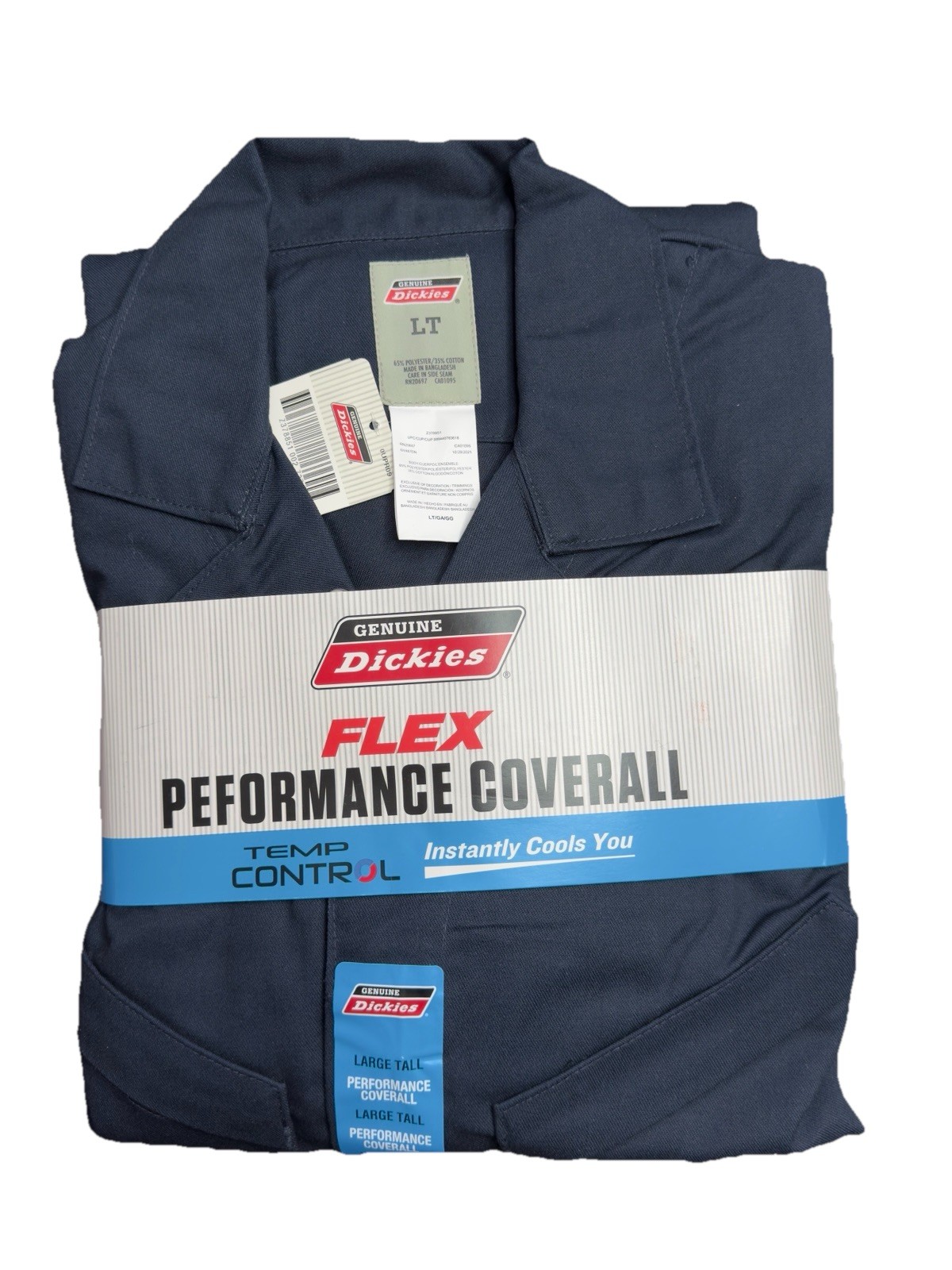 Dickies Men's Flex Performance Coverall Temp Control Navy Size Large Tall NEW