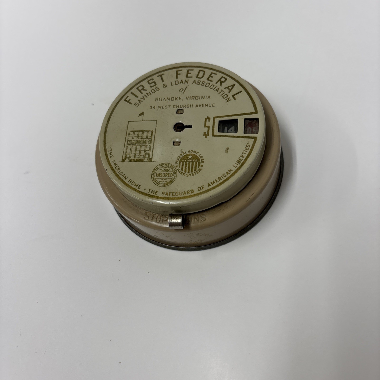 Working Vintage Savings & Loan Association coin Bank (Roanoke, Virginia)