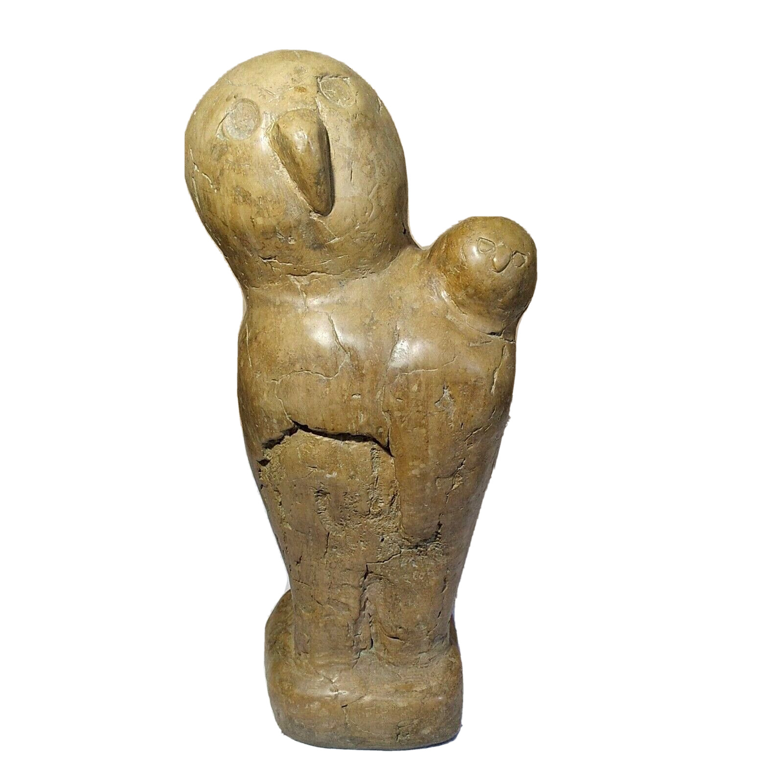 Snowy Owl Owlet Stone Statue Sculpture MCM Brutalist Attila Tivadar Signed 20"