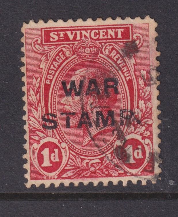 St. VINCENT, 1916 WAR TAX overprint, 1d. Red, used.