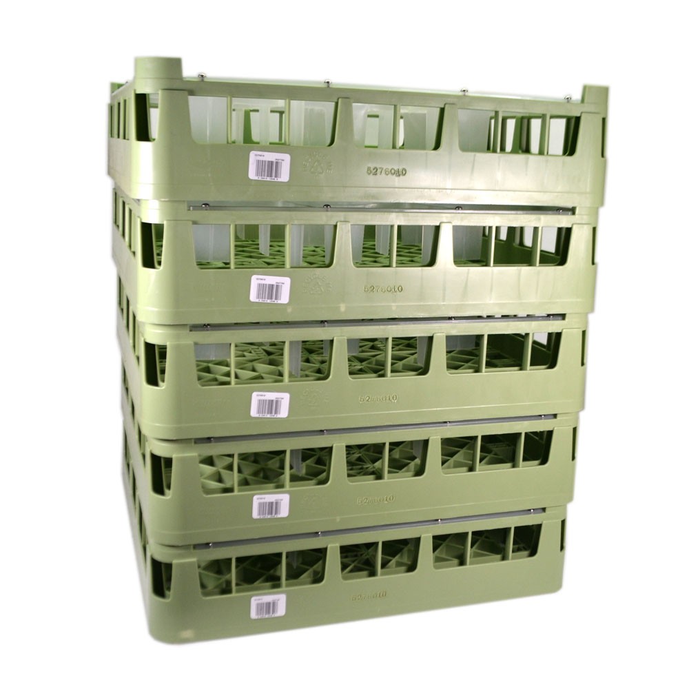 (Lot of 5) Vollrath 5272066 9-Compartment Gray Stacking Glass Dish Washing Rack