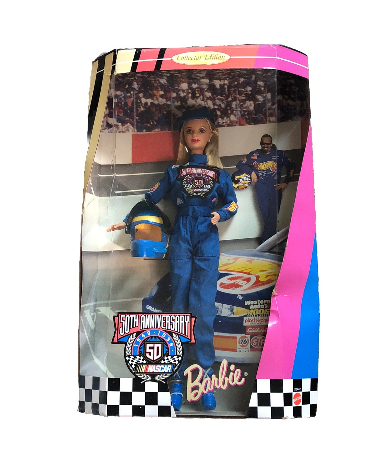 Mattel Nascar Barbie Doll Official Collector Edition 50th NRFB 1998 Damaged Box