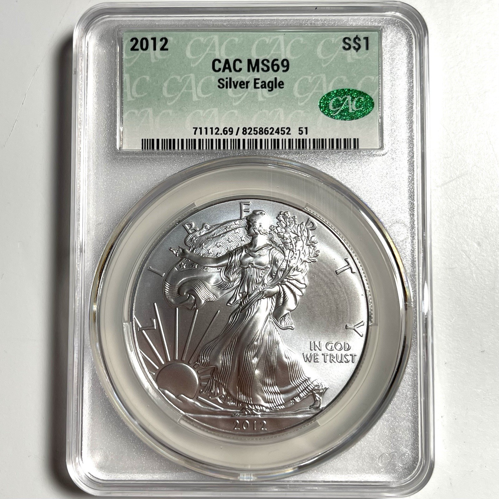 2012 American Silver Eagle $1 CAC MS69 1Oz .999 Fine Silver Coin USA 
