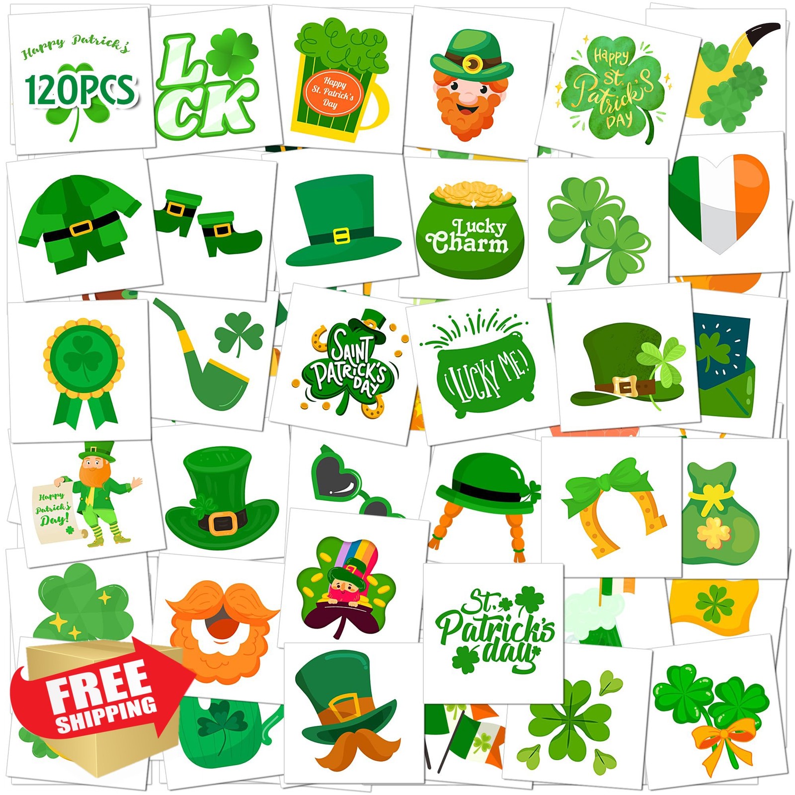 St Patrick's Day Tattoos Kids Adults 120 Shamrock Party