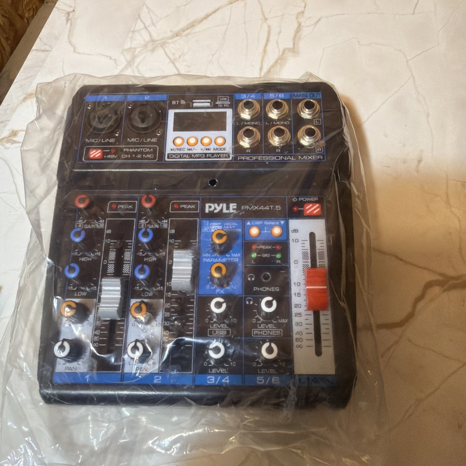 Pyle PMX44T.5 Professional Wireless DJ Mixer - 6-Channel Bluetooth Compatible