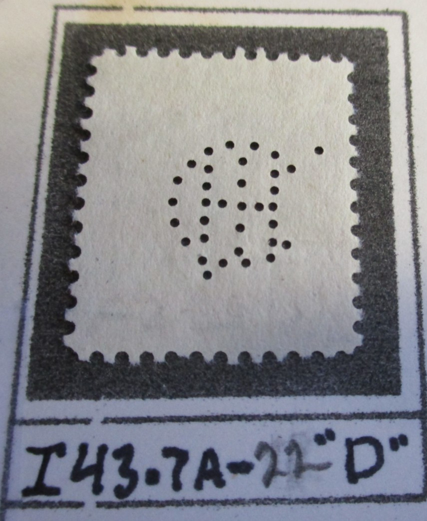 U.S. PERFIN I-43.7A-22  (IHC) "INTERN'L HARVESTER Co. LOCATION  PHILADELPHIA, PA