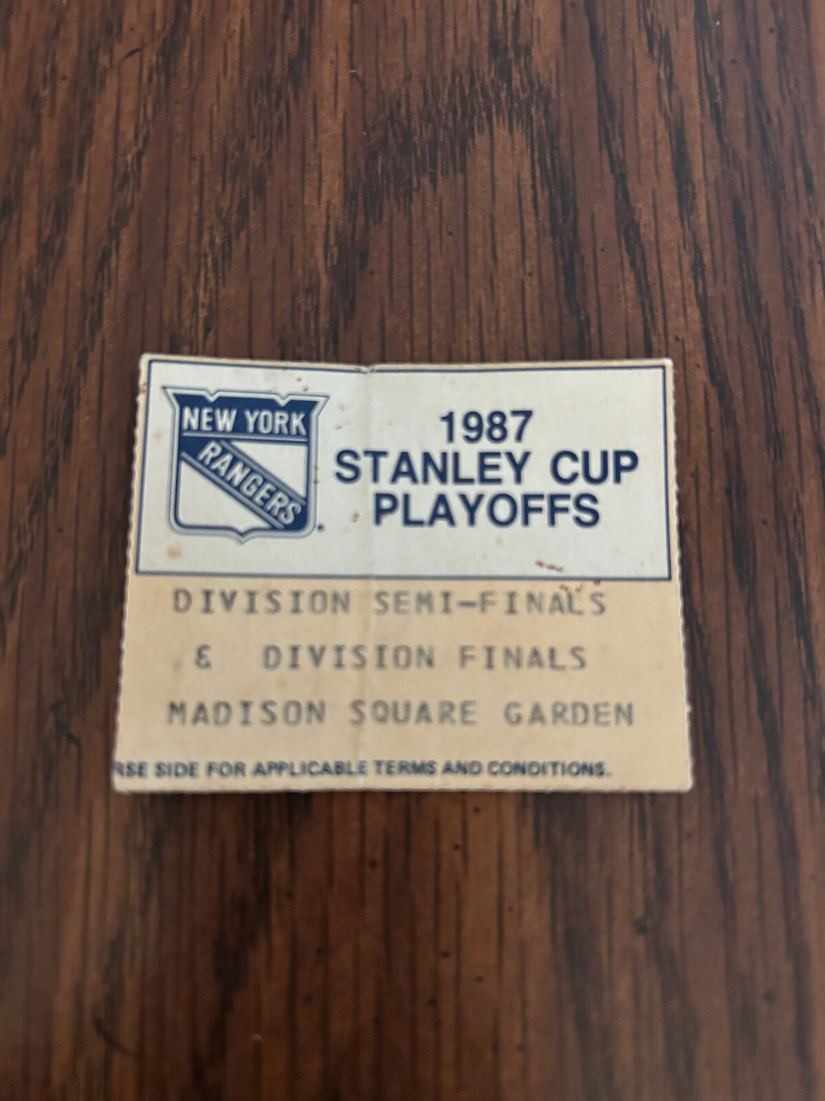 NEW YORK RANGERS 1987 STANLEY CUP PLAYOFFS TICKET STUB vs. FLYERS