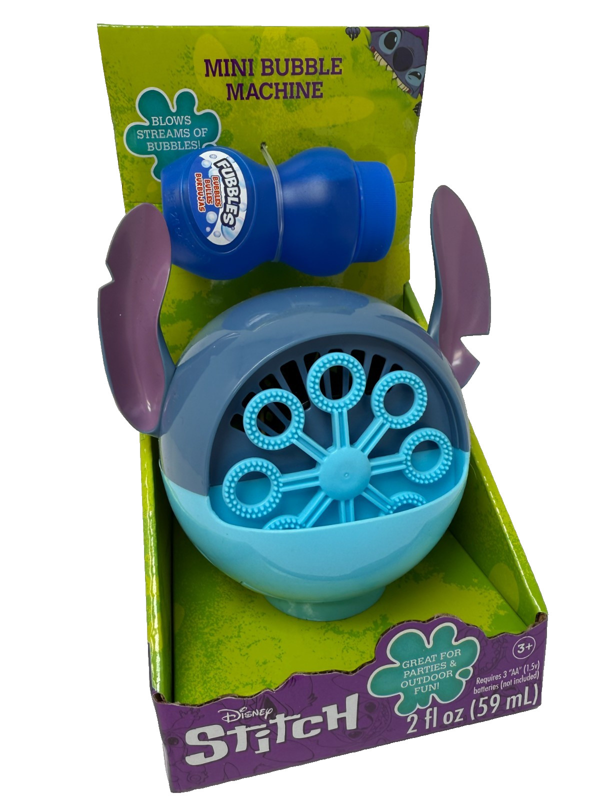 Disney Stitch Mini Bubble Machine - Fun Bubble Blower with Solution, Ages 3+