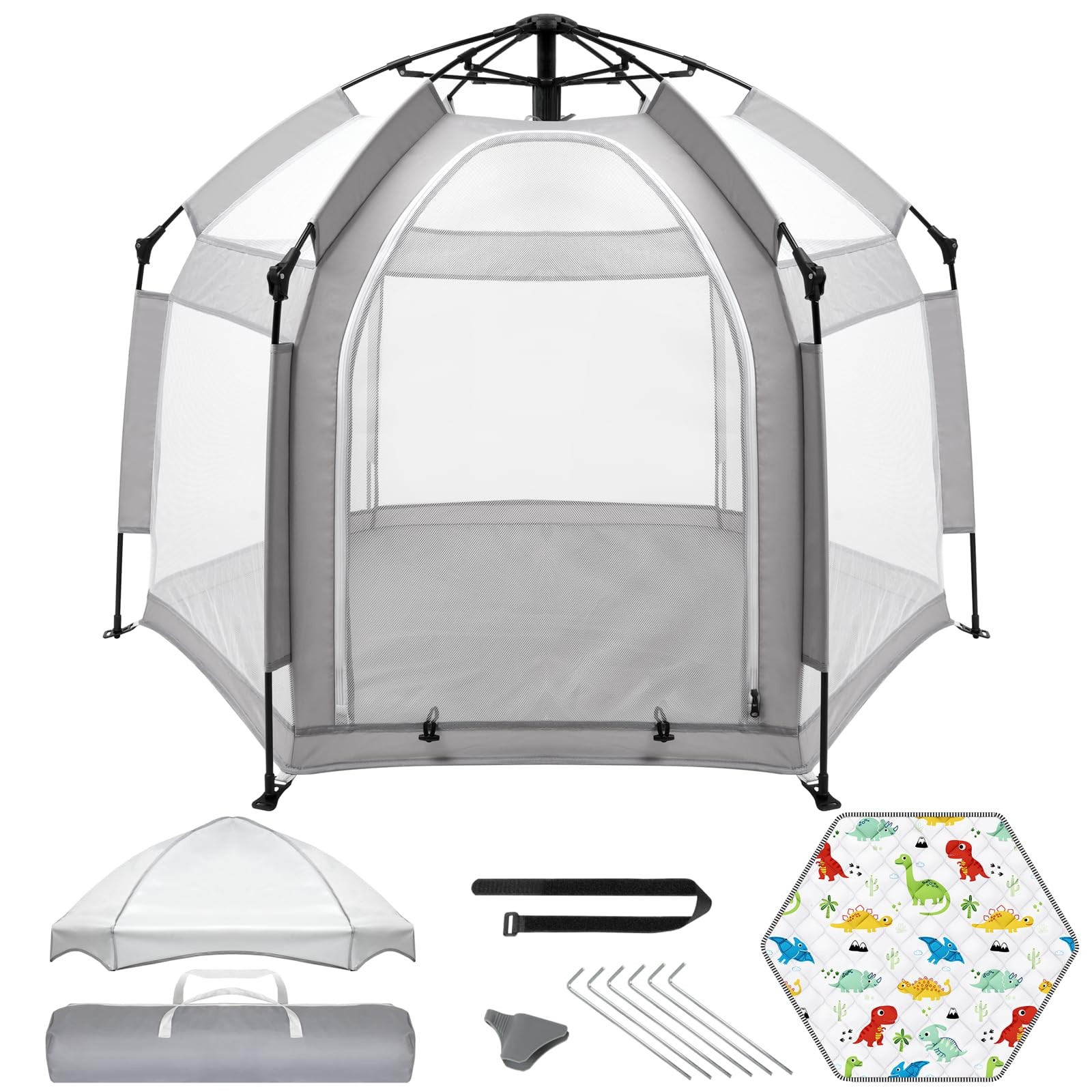 Pop Up Baby Playpen with UPF50+ Canopy & Mat, Indoor & Outdoor Foldable Play ...
