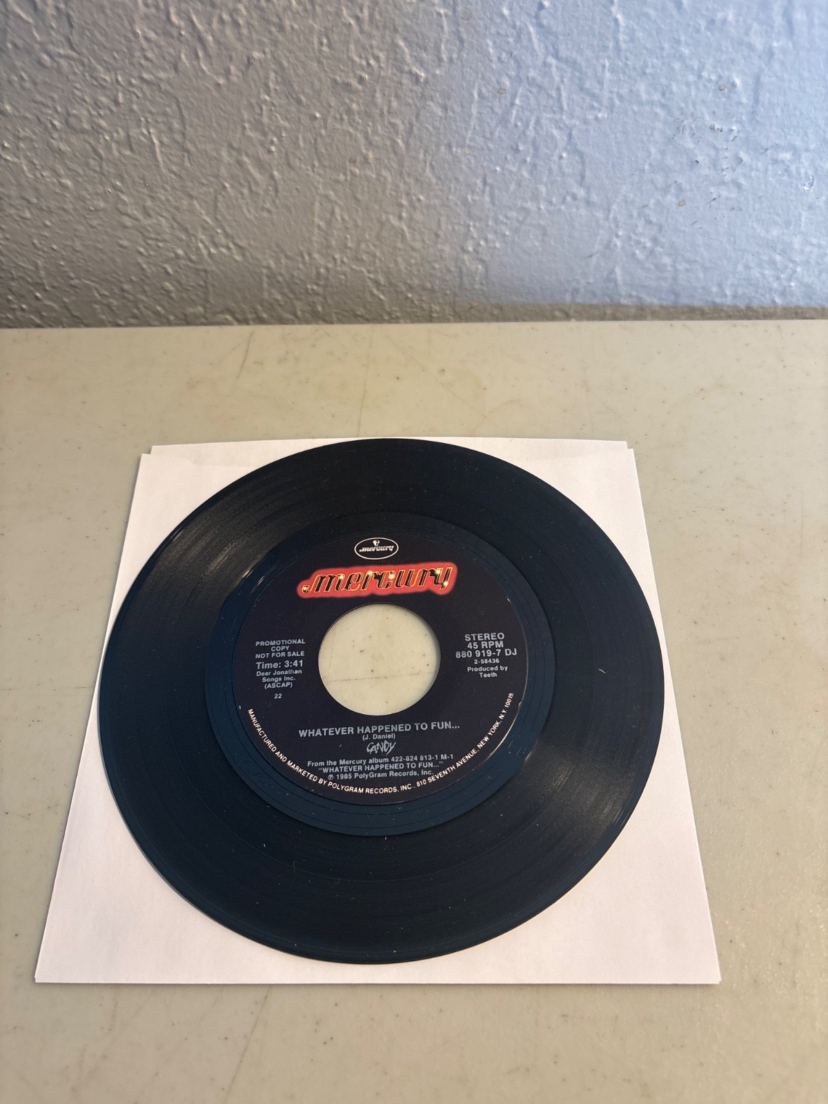 CANDY 7" 45 RPM PROMO WHATEVER HAPPENED TO FUN 1985 MERCURY POWER POP VINYL VG+