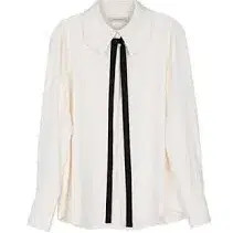 Hackesch Ribbon Blouse, Ivory, Pre-Owned