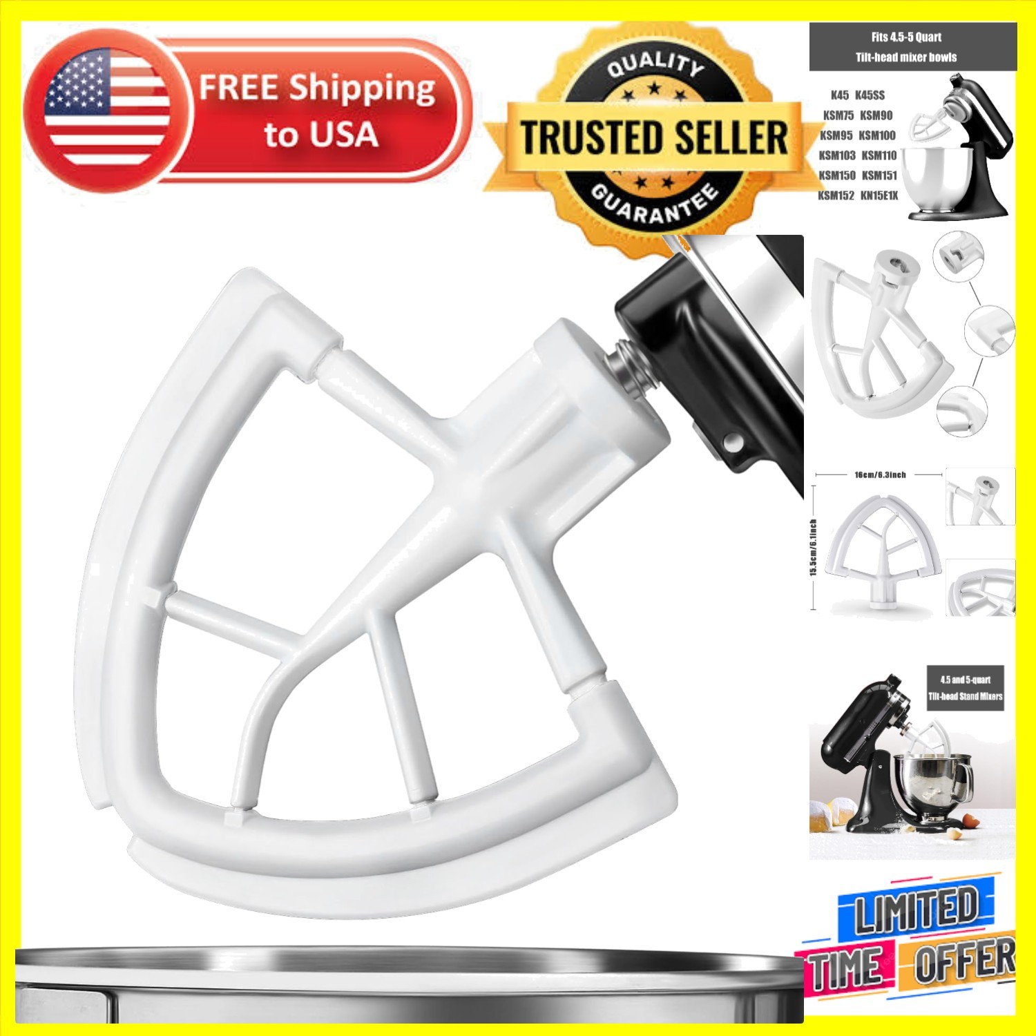 KitchenAid Flex Edge Beater - Non-Stick Silicone Beater for 4.5-5 Quart Mixers