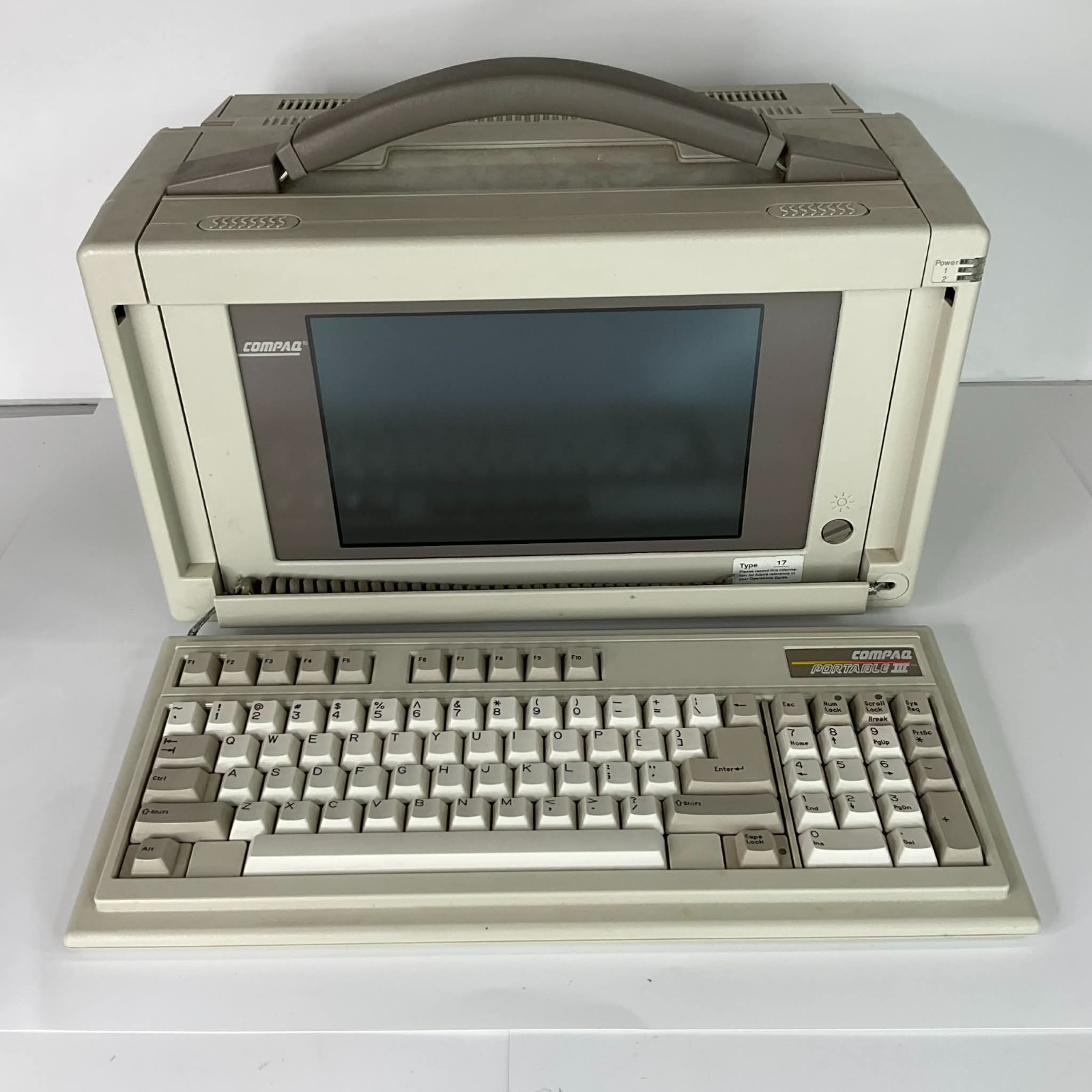 Vintage COMPAQ Portable III Computer Model: 2660 - Powers ON But No Screen Image