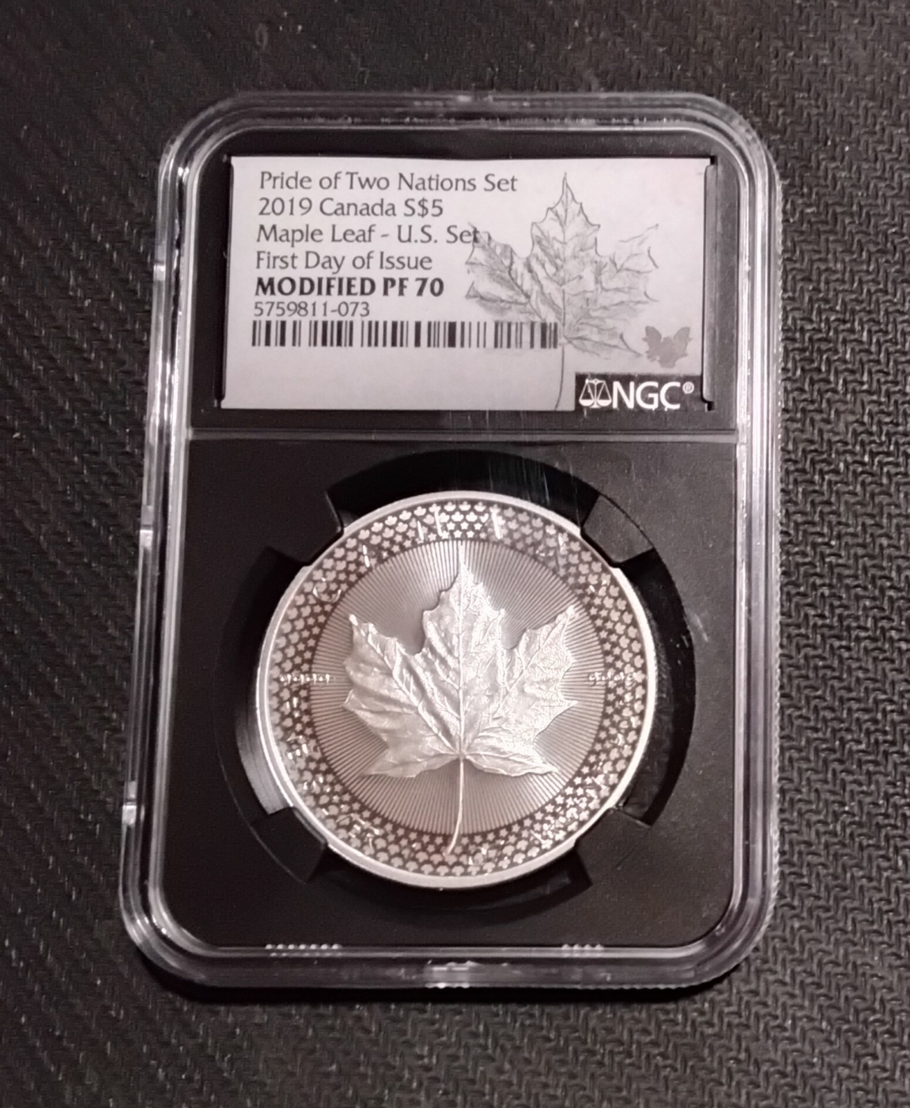 2019 Canada $5 Pride of Two Nations U.S. Set Silver Maple Leaf NGC Modified PF70