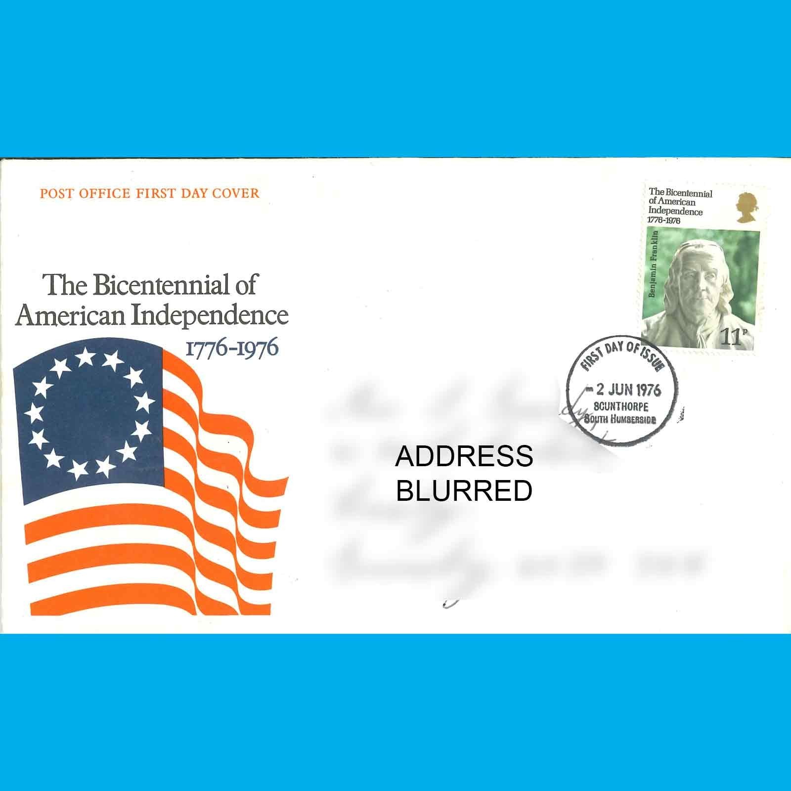 UK FDC The Bicentennial of American Independence, First Day Cover 2.6.1976