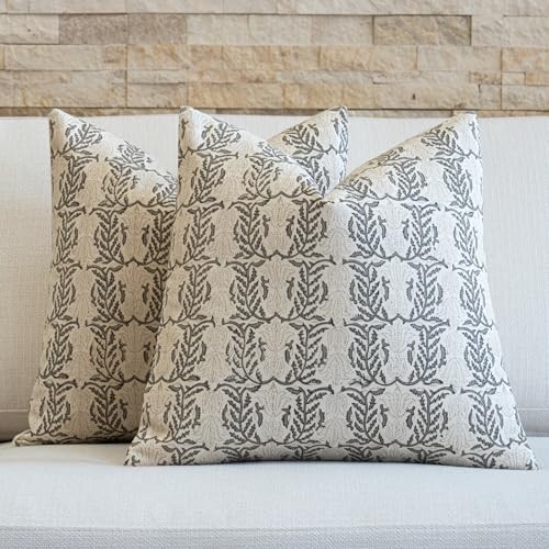 Floral Throw Pillow Covers 24x24 Set of 2 24" x 24" (Pack of 2) Light Taupe