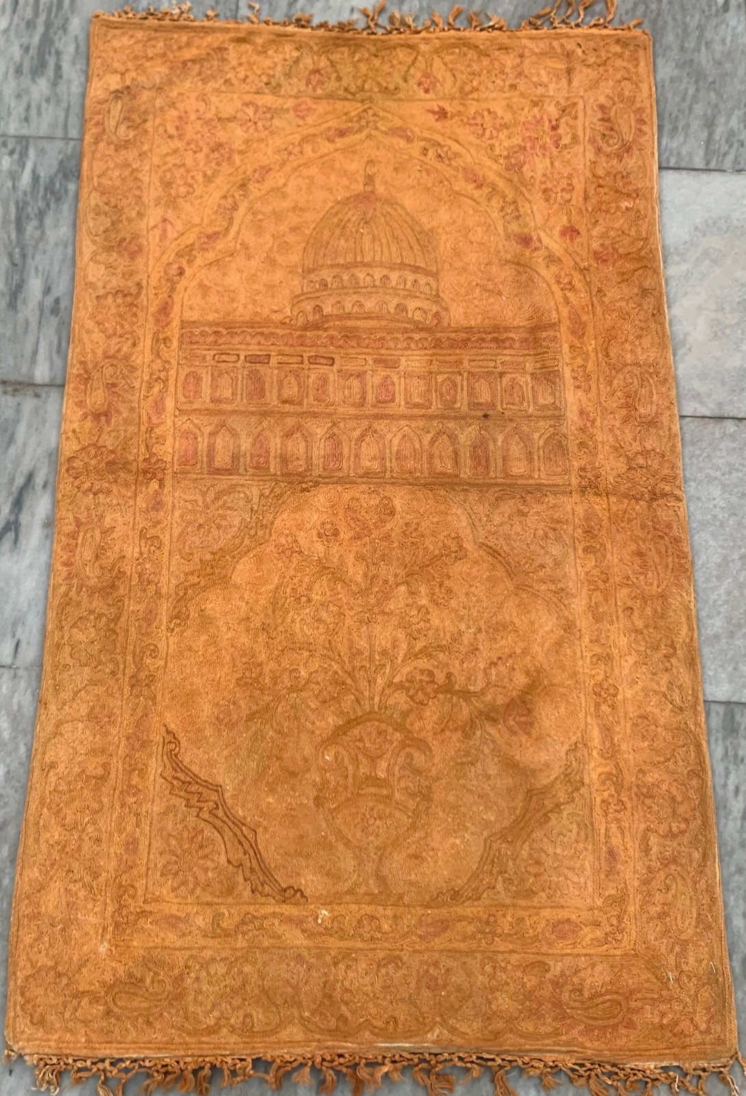 Vintage Handmade Aubusson Rug: French Chain Stitch, Wool Carpet 2x4 ft