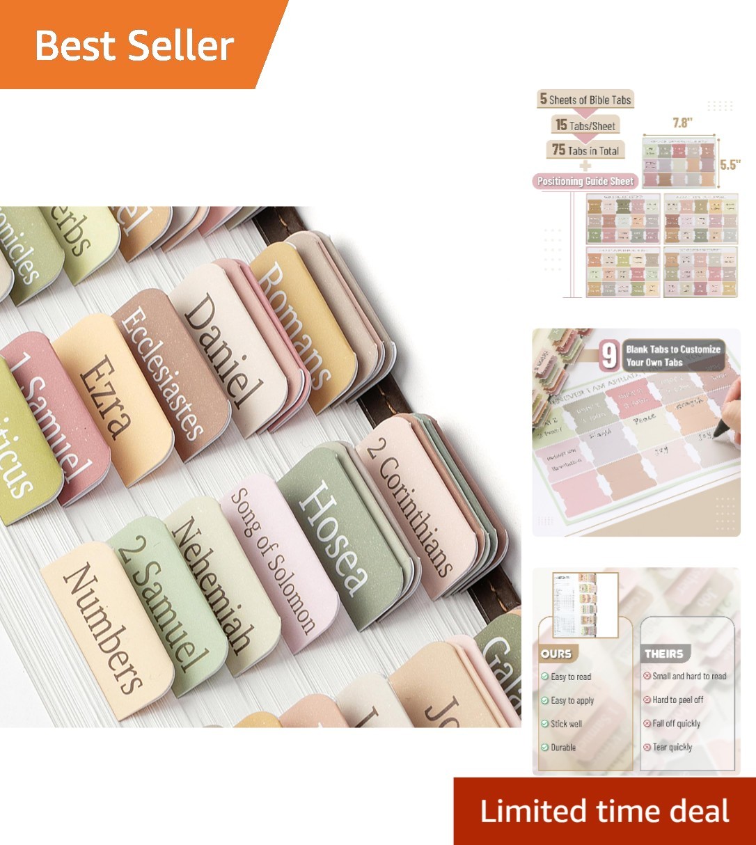 75 Boho Bible Tabs - Elegant Laminated Tabs for Study & Personal Bibles