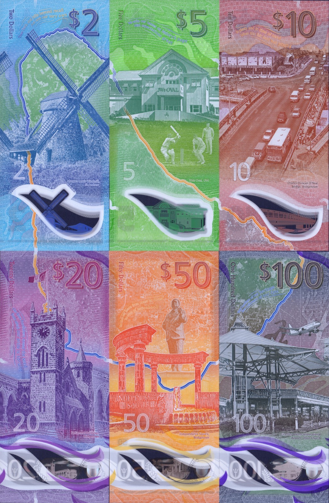 BARBADOS - P80+81+82+83+84+85 - 2+5+10+2-+50+200 Dollars - POLYMER - 2022 - UNC