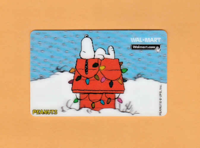 Collectible Walmart Lenticular Gift Card - Snoopy on Doghouse - No Value -VL2188
